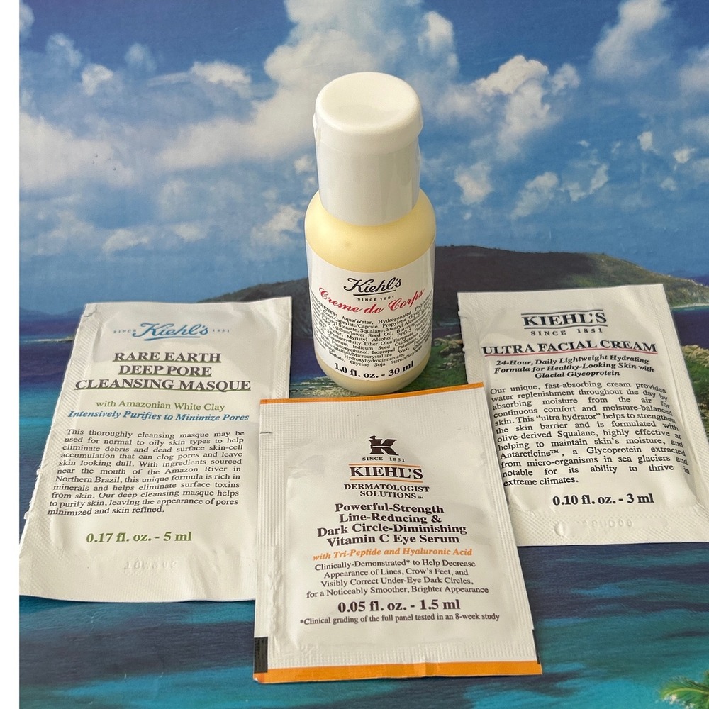 Kiehl's Skincare Sample Lot - Creme de Corps, Masque, Eye Serum, Cream